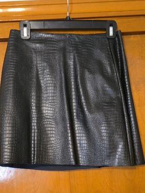 Express Black Faux Croc A-Line Skirt